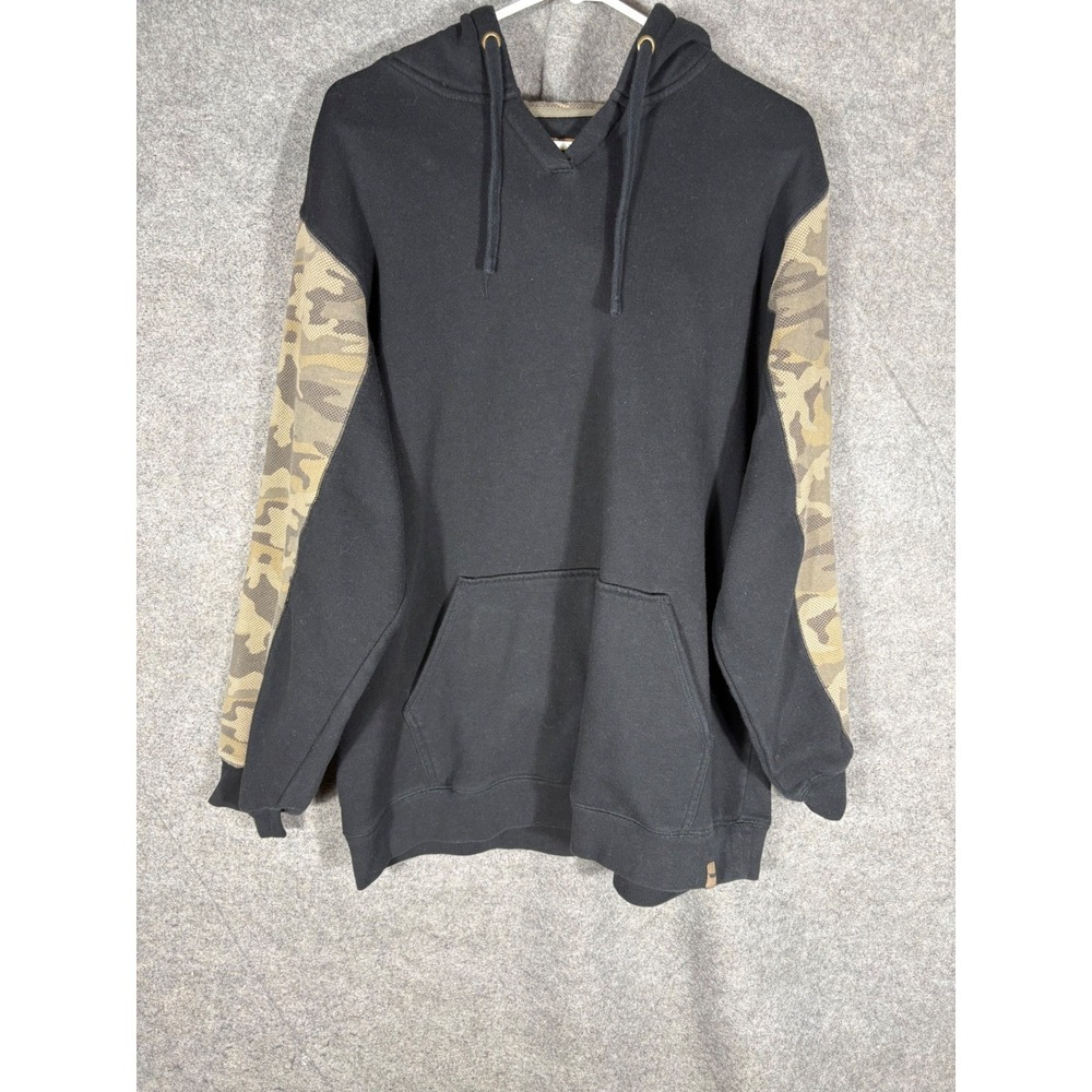 Venado Mens Camo Sleeve Pullover‎ Hoodie Black Camouflage Sweatshirt Large